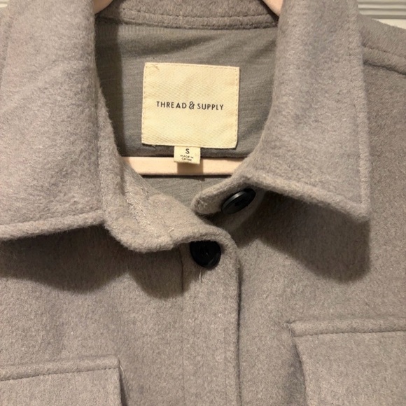 Thread & Supply Taupe Button-Front Shacket - Picture 2 of 4